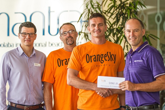 The Orange Sky Crew with Mantra Mooloolaba General Manager Fabrice Grau and MAX  Regional Manager Aaron Papas