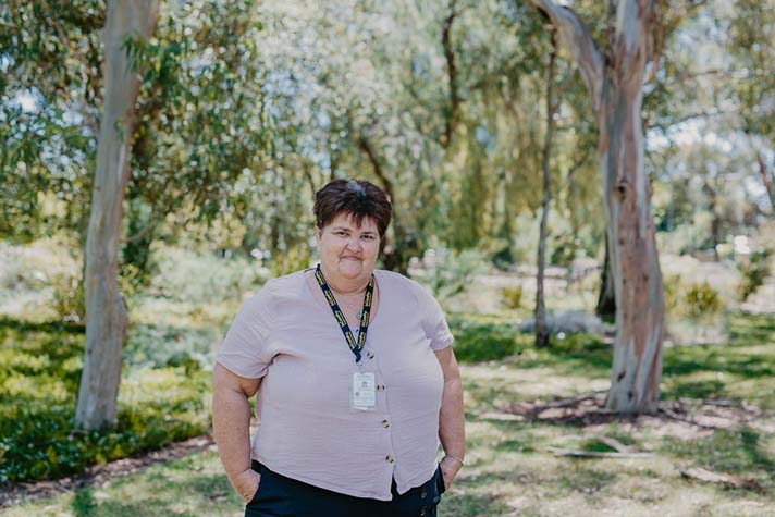 Customer Tracey working in gardens