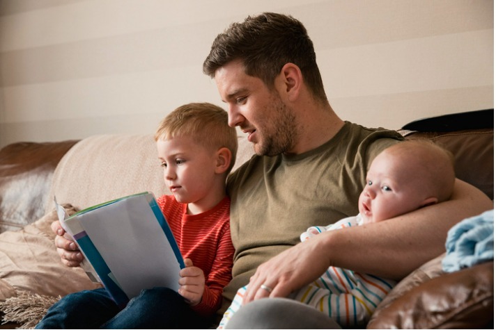 work life balance - father reading to his children